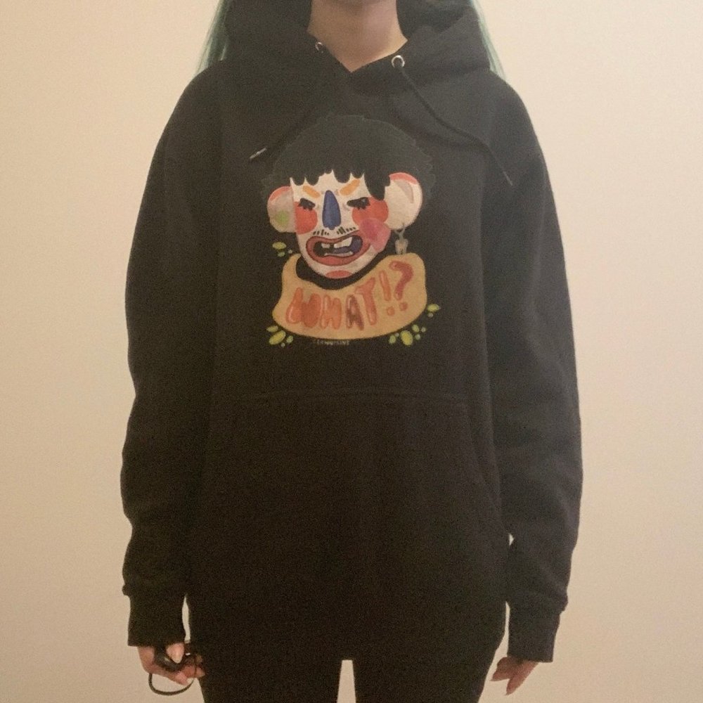 Lane Seven Black Colorful Clown Tooth Graphic Hoodie Red Blue Green Clowncore